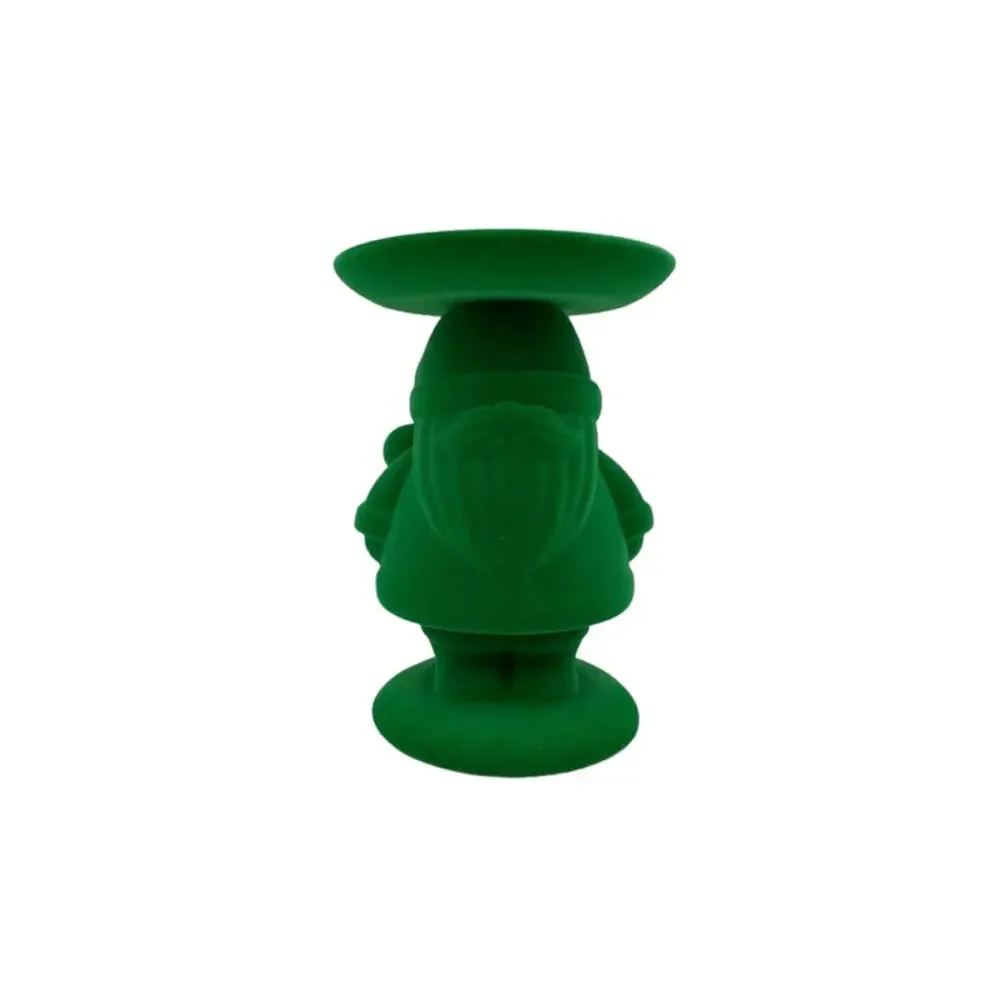 Bath & Body Works Green Flocked Santa Pedestal 3 Wick Candle Holder 7.25